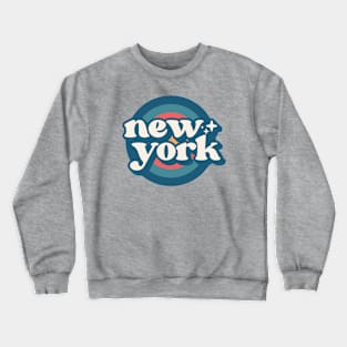 Vintage New York Sunset Seal // Retro City Emblem for New York Crewneck Sweatshirt